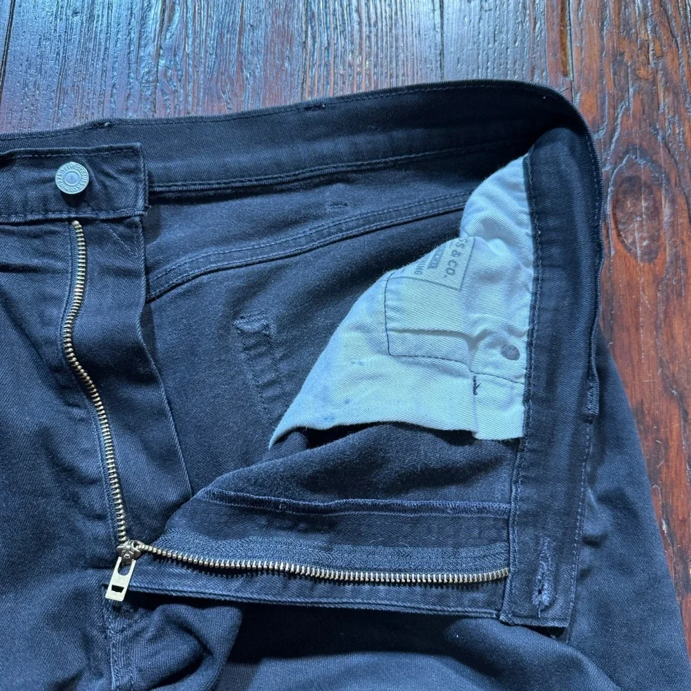 Levis 511 Premium Jeans Mens 42x32 Black Slim Straight Leg Stretch Biker‎ Goth